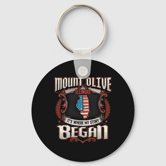 Mount Olive Illinois Usa Flag 4th Of July  Key Ring (Front)