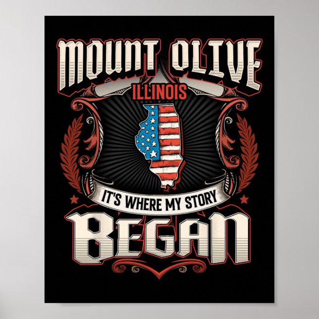 Mount Olive Illinois Usa Flag 4th Of July  Poster (Front)