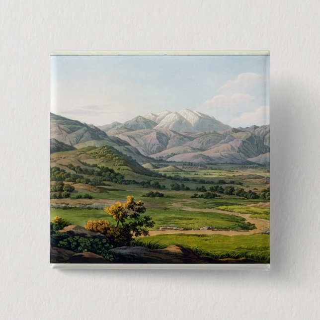Mount Olympus, as seen between Larissa and Baba, p 15 Cm Square Badge (Front)