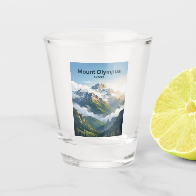 Mount Olympus Greece Shot Glass (Front)