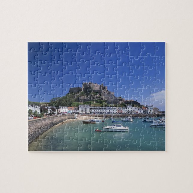 Mount Orgueil Castle and harbour, Gorey, Jersey Jigsaw Puzzle (Horizontal)