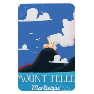 Mount Pelée, Martinique Vintage travel poster Magnet