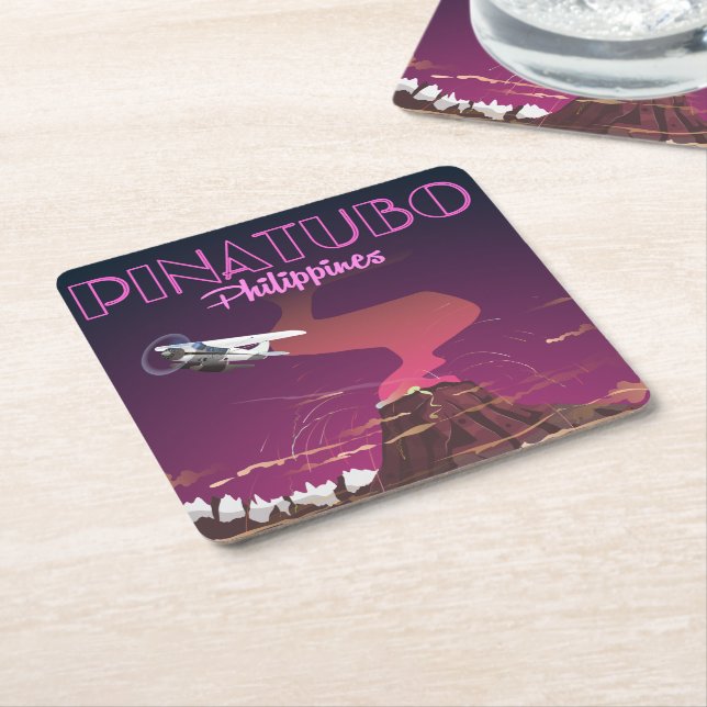 Mount Pinatubo, Philippines Square Paper Coaster (Angled)