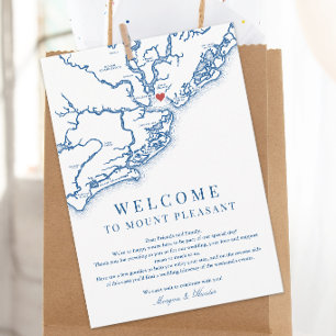 Mount Pleasant SC Wedding Welcome Itinerary Blue Thank You Card