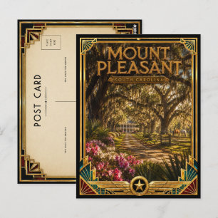 Mount Pleasant South Carolina Vintage Art Deco Gol Postcard