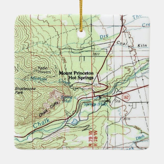 Mount Princeton Hot Springs Topo Map Ceramic Ornament (Back)