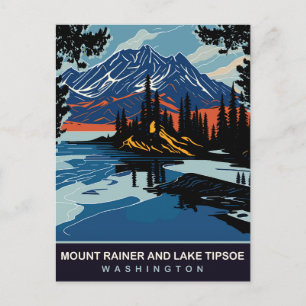 Mount Rainer and Lake Tipsoe, WA, Travel Postcard