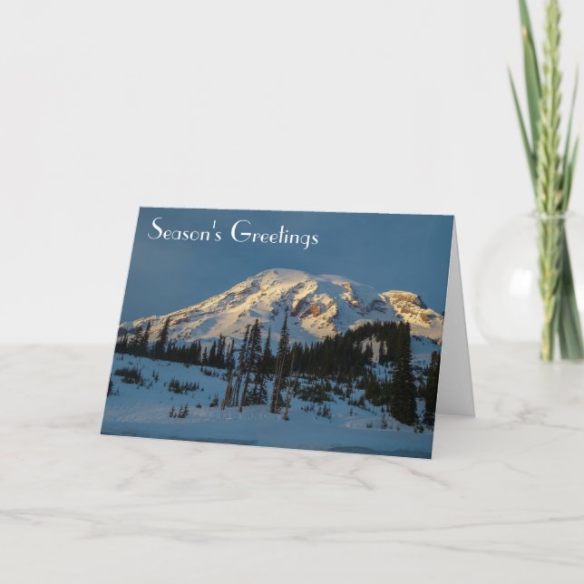 Mount Rainer evening light Holiday Card (Front)