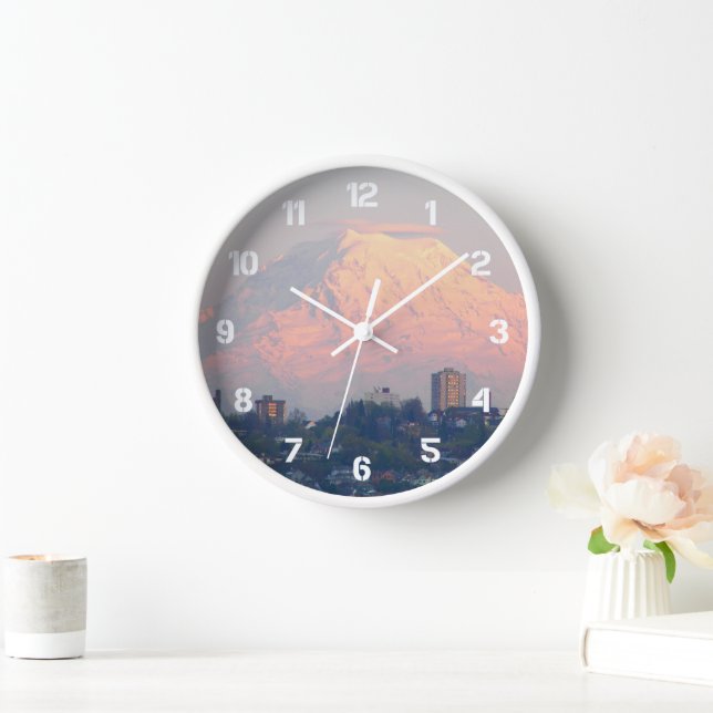 Mount Rainier Alpenglow Landscape Wall Clock (Home)