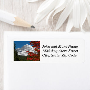 Mount Rainier and Autumn Leaves Return Address Label