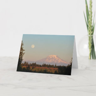 Mount Rainier and the Full Moon - Frameable Art Card