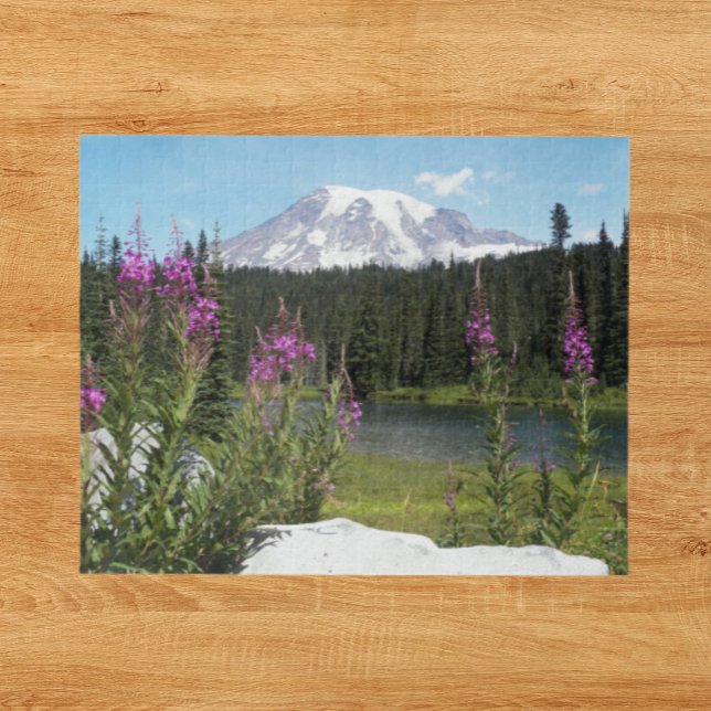 Mount Rainier and Wildflowers Scenic Landscape Jigsaw Puzzle (In Situ)