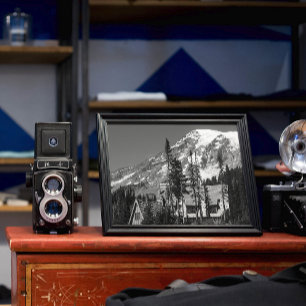 Mount Rainier Black and White Photo Print