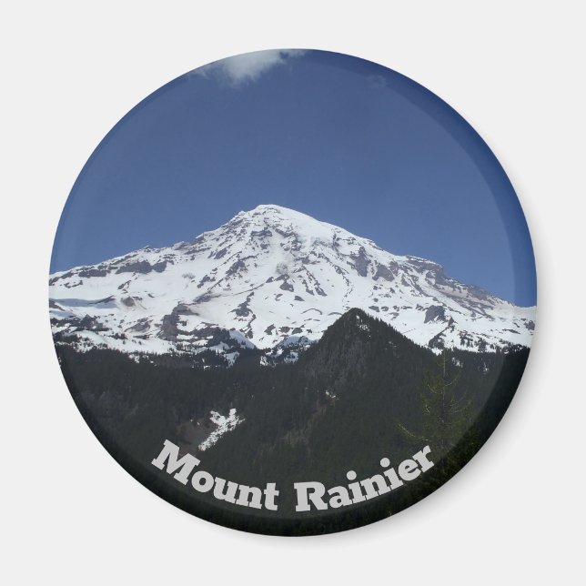 Mount Rainier Circle Photo Magnet (Front)