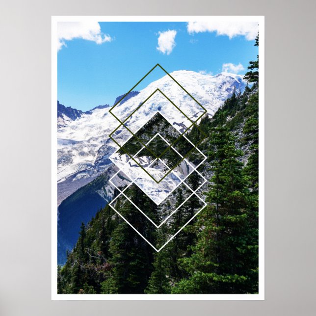 Mount Rainier Geometric Poster (Front)