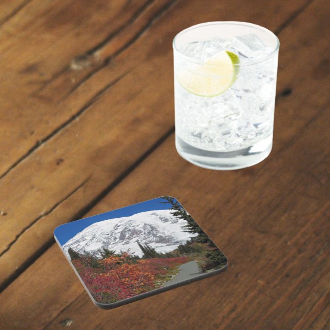 Mount Rainier Hiking Trail Fall Colour Coaster (In Situ)