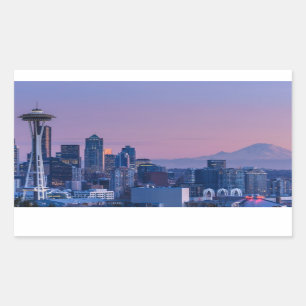 Mount Rainier in the background. Rectangular Sticker