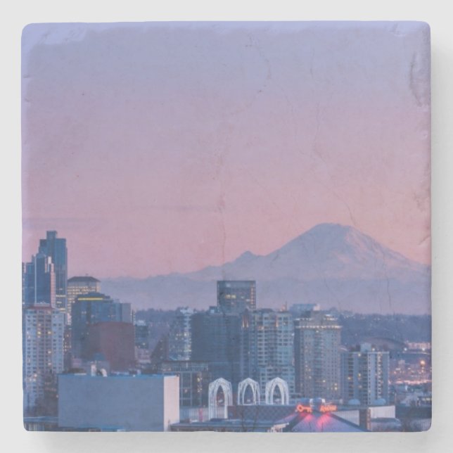 Mount Rainier in the background. Stone Coaster (Front)