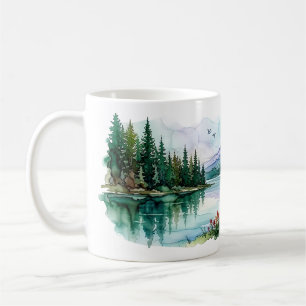 Mount Rainier Lake Canoe Pacific Northwest Art Mug