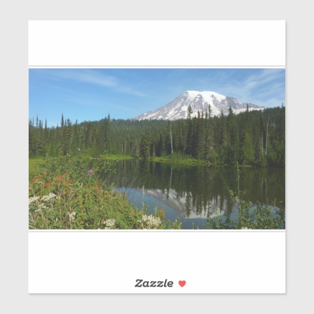 Mount Rainier Lake Reflection with Wildflowers (Sheet)