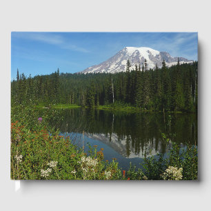 Mount Rainier Lake Reflection with Wildflowers Guest Book