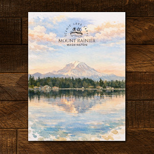 Mount Rainier, Lake Tapps, Washington   Watercolor Postcard
