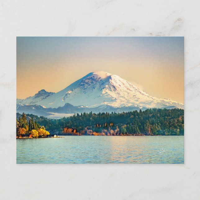 Mount Rainier Lake Washington All Occasion Blank Postcard (Front)