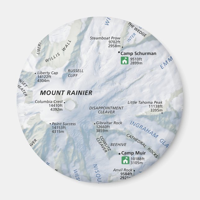 Mount Rainier map magnet (Front)