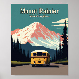 Mount Rainier Minimalist Vintage Art Travel Poster