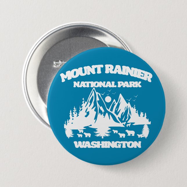 Mount Rainier National Park 7.5 Cm Round Badge (Front & Back)