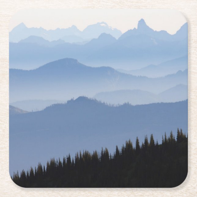 Mount Rainier National Park | Cascade Mountains Square Paper Coaster (Front)