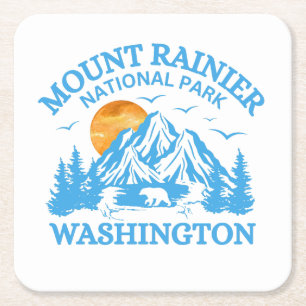 mount rainier national park Cooler Square Paper Coaster