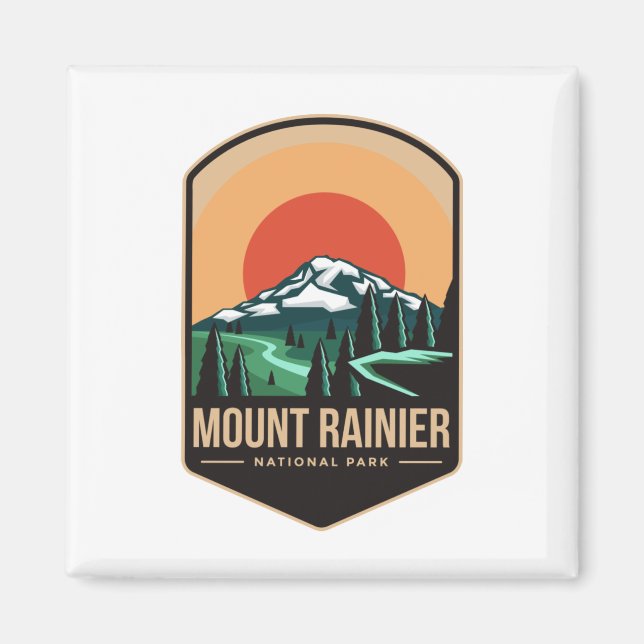 Mount rainier national park emblem patch logo magnet (Front)