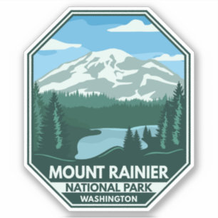 Mount Rainier National Park Minimal Retro Emblem