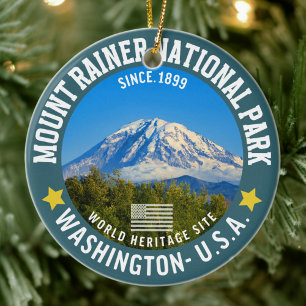 Mount Rainier National Park - Mountain Adventure  Ceramic Ornament