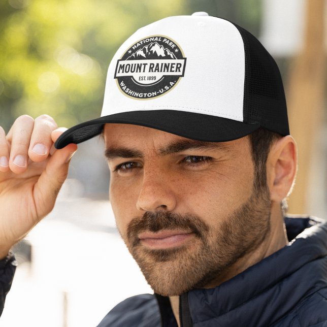 Mount Rainier National Park Mountain Logo Trucker Hat (Creator Uploaded)