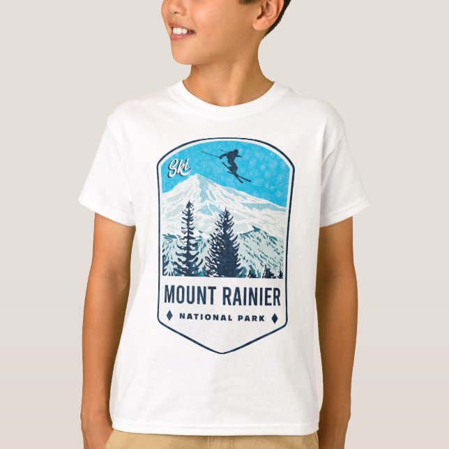 Mount Rainier National Park Ski Badge T-Shirt (Front)