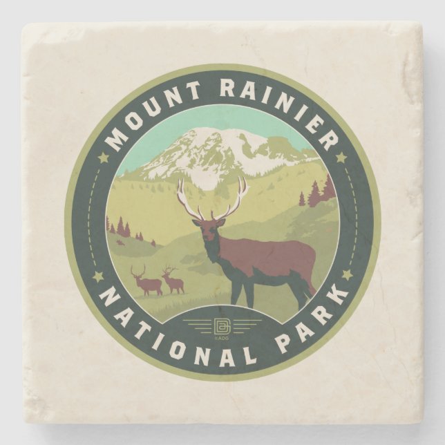 Mount Rainier National Park Stone Coaster (Front)