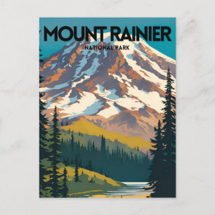 Mount Rainier National Park Traditional Travel Pos Postcard