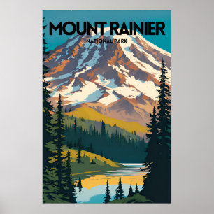 Mount Rainier National Park Traditional Travel PS Poster