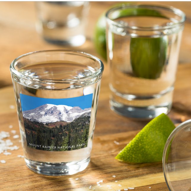 Mount Rainier National Park Travel Shot Glass (In Situ)
