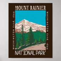 Mount Rainier National Park Vintage Distressed