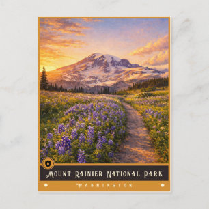 Mount Rainier National Park Vintage Postcard