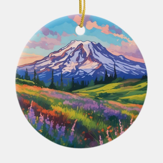 Mount Rainier National Park Washington Ceramic Ornament (Front)