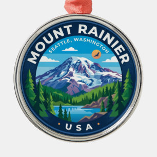 Mount Rainier National Park Washington Metal Ornament