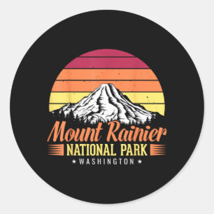 Mount Rainier National Park Washington Retro Classic Round Sticker