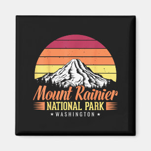 Mount Rainier National Park Washington Retro Magnet
