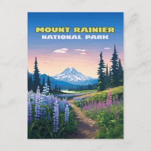 Mount Rainier National Park Washington Retro Postcard