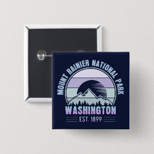 Mount Rainier National Park Washington USA Retro 15 Cm Square Badge