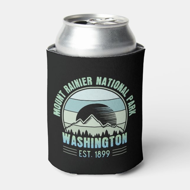 Mount Rainier National Park Washington USA Retro Can Cooler (Can Front)